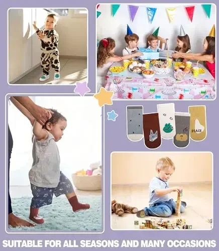 Yebing Baby Socks Toddlers Socks Baby Toddler Girls Boys Non Slip Grips Socks with Grippers Cotton Gifts Socks - 5