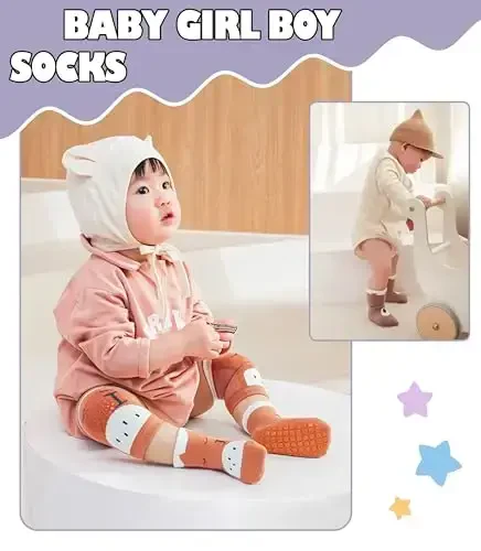 Yebing Baby Socks Toddlers Socks Baby Toddler Girls Boys Non Slip Grips Socks with Grippers Cotton Gifts Socks - 2