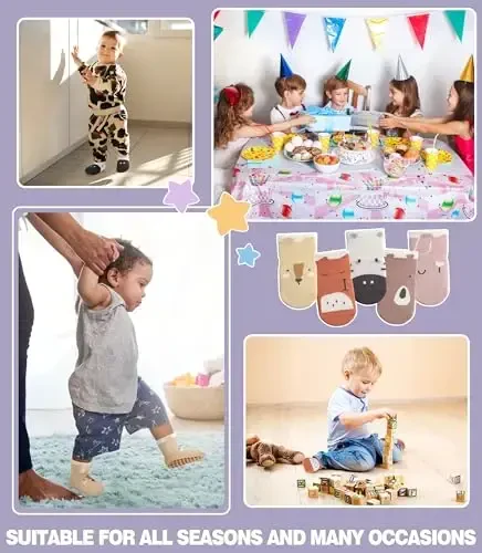 Yebing Baby Socks Toddlers Socks Baby Toddler Girls Boys Non Slip Grips Socks with Grippers Cotton Gifts Socks - 5