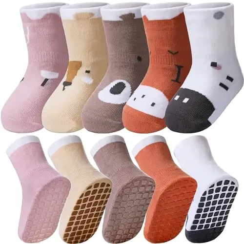 Yebing Baby Socks Toddlers Socks Baby Toddler Girls Boys Non Slip Grips Socks with Grippers Cotton Gifts Socks 