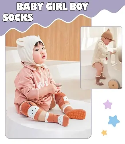 Yebing Baby Socks Toddlers Socks Baby Toddler Girls Boys Non Slip Grips Socks with Grippers Cotton Gifts Socks - YEBING (1)