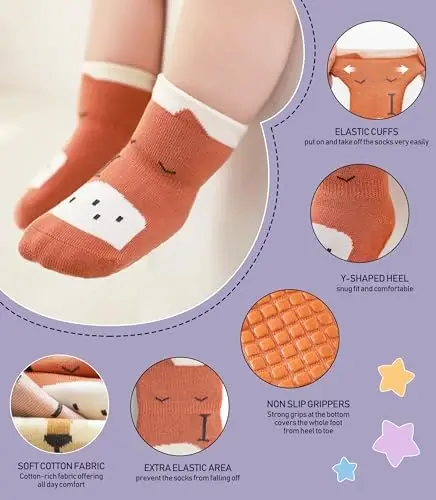 Yebing Baby Socks Toddlers Socks Baby Toddler Girls Boys Non Slip Grips Socks with Grippers Cotton Gifts Socks - 4