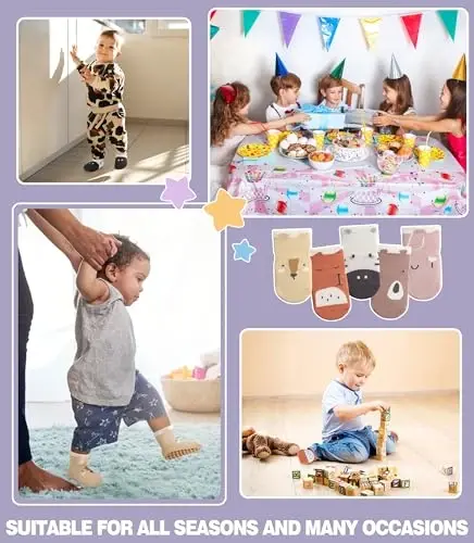 Yebing Baby Socks Toddlers Socks Baby Toddler Girls Boys Non Slip Grips Socks with Grippers Cotton Gifts Socks - 5