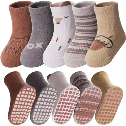 Yebing Baby Socks Toddlers Socks Baby Toddler Girls Boys Non Slip Grips Socks with Grippers Cotton Gifts Socks - 1