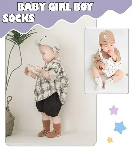Yebing Baby Socks Toddlers Socks Baby Toddler Girls Boys Non Slip Grips Socks with Grippers Cotton Gifts Socks - YEBING (1)