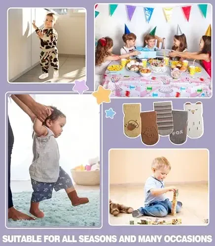 Yebing Baby Socks Toddlers Socks Baby Toddler Girls Boys Non Slip Grips Socks with Grippers Cotton Gifts Socks - 5