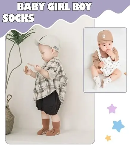 Yebing Baby Socks Toddlers Socks Baby Toddler Girls Boys Non Slip Grips Socks with Grippers Cotton Gifts Socks - YEBING (1)