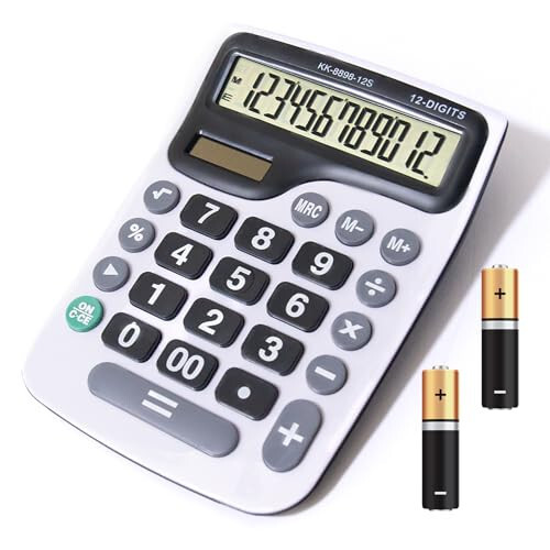 YEBMoo 12 Digit Desktop Calculator with Large LCD Display and Sensitive Button, Dual Solar Power and Battery, Standard Function for Office (YE8898) - 1