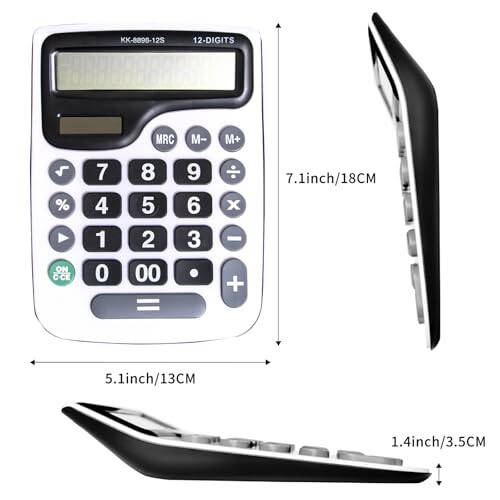 YEBMoo 12 Digit Desktop Calculator with Large LCD Display and Sensitive Button, Dual Solar Power and Battery, Standard Function for Office (YE8898) - 2