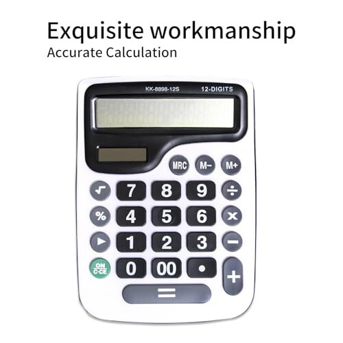 YEBMoo 12 Digit Desktop Calculator with Large LCD Display and Sensitive Button, Dual Solar Power and Battery, Standard Function for Office (YE8898) - 7