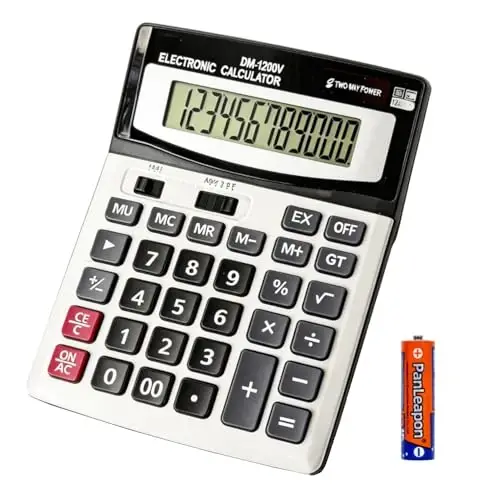YEBMoo 12 Digit Desktop Calculator with Large LCD Display and Sensitive Button, Dual Solar Power and Battery, Standard Function for Office (YE8898) 