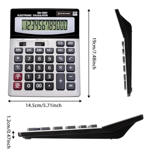 YEBMoo 12 Haneli Masaüstü Hesap Makinesi Büyük LCD Ekran ve Hassas Tuşlar, Çiftli Güneş Enerjisi ve Pil, Ofis İçin Standart Fonksiyon (YE8898) - YEBMOO (1)