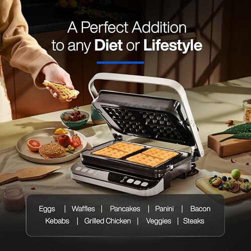 Yedi Total Package 6-in-1 Digital Indoor Grill, Waffle Maker, Panini Press, Griddle, with Deluxe Accessory Kit - 6