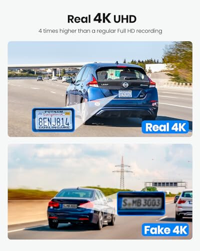 Real 4K Dash Cam Front and Rear, 5.8GHz Wi-Fi GPS, Dual Camera HDR with Top-Level Sensor, 3.3'' IPS Screen, Super Night Vision, G-Sensor, Parking Mode, Dash Camera for Cars with App, Support 512GB Max - 3
