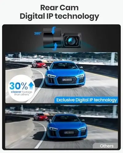 Real 4K Dash Cam Front and Rear, 5.8GHz Wi-Fi GPS, Dual Camera HDR with Top-Level Sensor, 3.3'' IPS Screen, Super Night Vision, G-Sensor, Parking Mode, Dash Camera for Cars with App, Support 512GB Max - YEECORE (1)