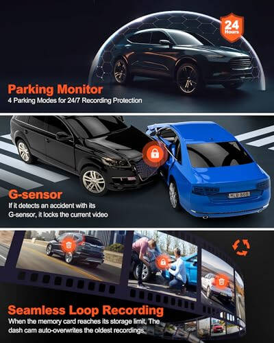 Real 4K Dash Cam Front and Rear, 5.8GHz Wi-Fi GPS, Dual Camera HDR with Top-Level Sensor, 3.3'' IPS Screen, Super Night Vision, G-Sensor, Parking Mode, Dash Camera for Cars with App, Support 512GB Max - 10