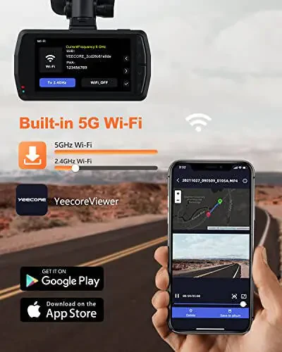 YEECORE D21 Dash Cam, Haqiqiy 4K Dash Kamera Oldingi 5G WiFi GPS, 3