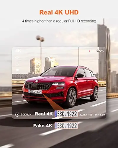 YEECORE D21 Dash Cam, Haqiqiy 4K Dash Kamera Oldingi 5G WiFi GPS, 3