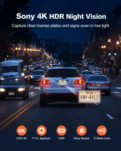 YEECORE Dash Cam, 4K UHD 2160P Avtomobil Kamerasi (oldingi), WiFi GPS, 2.45 dyuymli Sensorli Ekran, Super Kechasi Ko‘rish, Davriy Yozuv, G-Sensor, HDR, Avtomobillar uchun Mini Dash Kamera, 256GB gacha qo‘llab-quvvatlaydi - 5