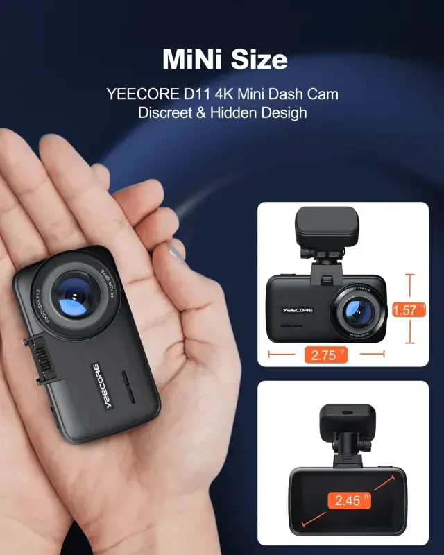 YEECORE Dash Cam, 4K UHD 2160P Avtomobil Kamerasi (oldingi), WiFi GPS, 2.45 dyuymli Sensorli Ekran, Super Kechasi Ko‘rish, Davriy Yozuv, G-Sensor, HDR, Avtomobillar uchun Mini Dash Kamera, 256GB gacha qo‘llab-quvvatlaydi - 7