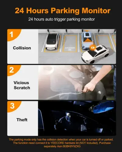 YEECORE Dual Dash Cam, Real 4K+1080P Front and Rear, Built-in WiFi GPS, 3