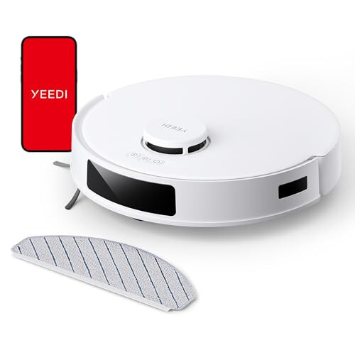 Yeedi C12 Robot Vacuum Cleaner and Mop, 8000Pa Strong Suction, ZeroTangle Brush, Smart Navigation, Self-Charging, Works with Alexa, White - 1