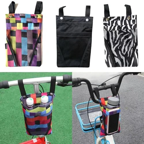 YehVeh 3 Pack Bike Handlebar Bag Bicycle Handle Bar Front Hanging Pouch 2 Layers with Mobile Phone Holder for Motorcycle eBike Scooter Trike Tricycle Cycling Vehicle Crossbar Kids Girls Boys Men Women - 3