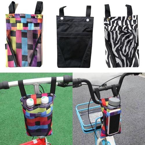 YehVeh 3 Pack Bike Handlebar Bag Bicycle Handle Bar Front Hanging Pouch 2 Layers with Mobile Phone Holder for Motorcycle eBike Scooter Trike Tricycle Cycling Vehicle Crossbar Kids Girls Boys Men Women - 3