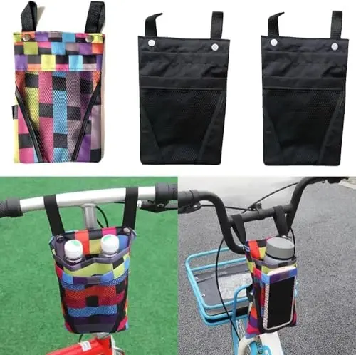 YehVeh 3 Pack Bike Handlebar Bag Bicycle Handle Bar Front Hanging Pouch 2 Layers with Mobile Phone Holder for Motorcycle eBike Scooter Trike Tricycle Cycling Vehicle Crossbar Kids Girls Boys Men Women - YEHVEH (1)