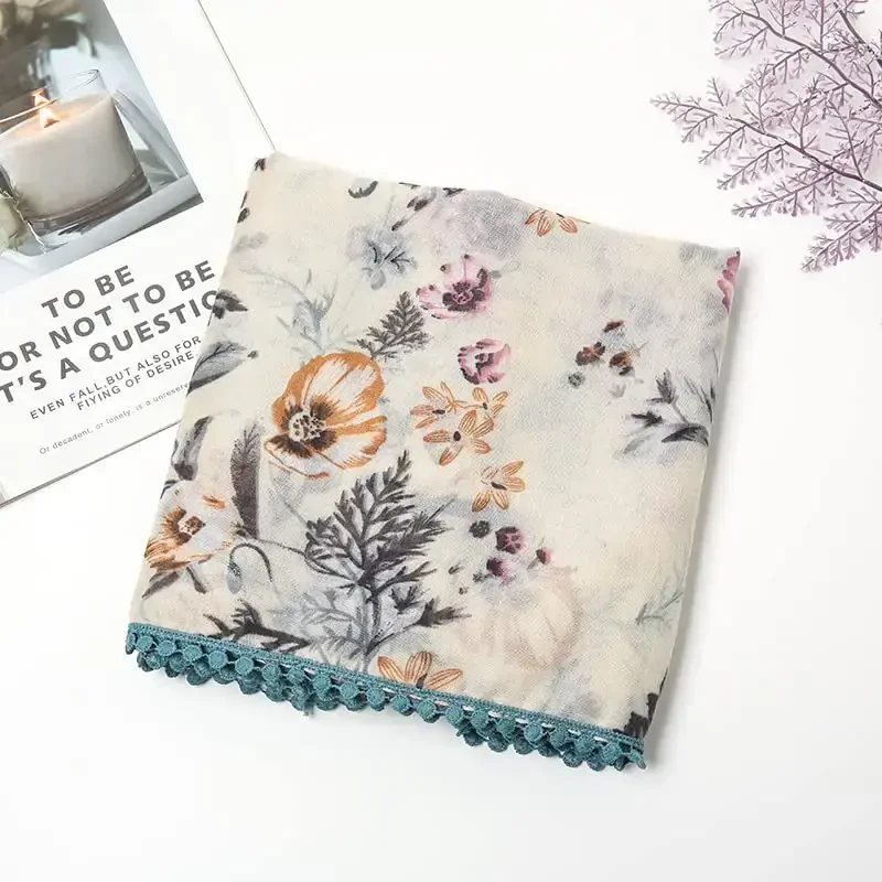 Yeieeo Boho Ayollar uchun Sharf Yengil Gul bosilgan Sharf Kuz Qishgi Moda Chekkali Ro'mol - 4