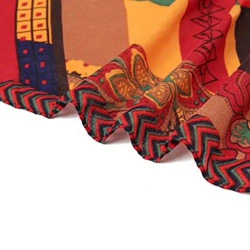 Yeieeo Boho Ayollar uchun sharf Yengil gul naqshli sharf Kuz Qishki moda Franjli ro'mol - 3