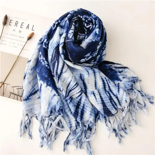 Yeieeo Boho Ayollar uchun Sharf Yengil Gullar Bilan Bosilgan Sharf Kuz Qish Moda Chekka Ro'mol - 5