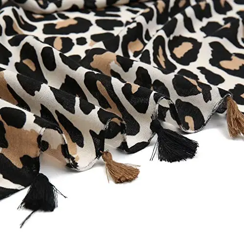 Yeieeo Boho Scarf for Women Lightweight Floral Printed Scarf Fall Winter Fashion Fringed Shawl - 3