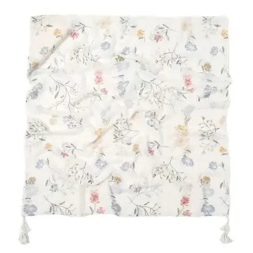 Yeieeo Boho Scarf for Women Lightweight Floral Printed Scarf Fall Winter Fashion Fringed Shawl - YEIEEO (1)