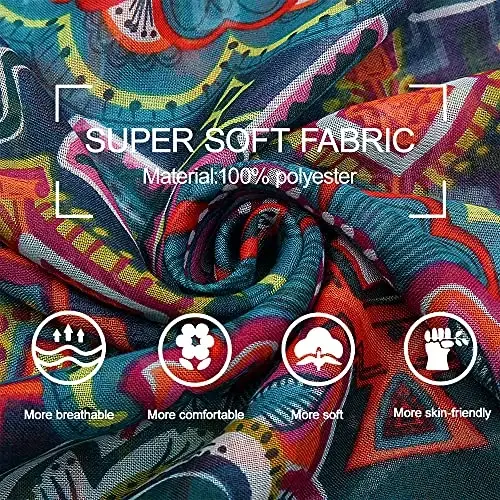 Yeieeo Boho Scarf for Women Lightweight Floral Printed Scarf Fall Winter Fashion Fringed Shawl - 3
