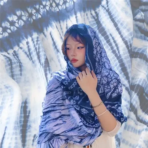 Yeieeo Boho Scarf for Women Lightweight Floral Printed Scarf Fall Winter Fashion Fringed Shawl - 6