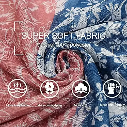 Yeieeo Boho Scarf for Women Lightweight Floral Printed Scarf Fall Winter Fashion Fringed Shawl - 2