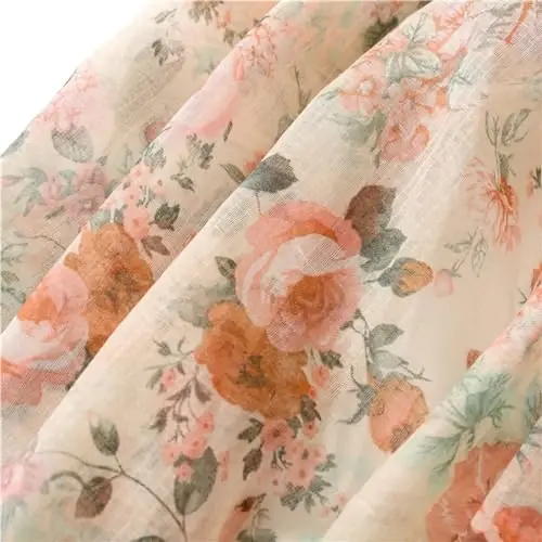 Yeieeo Boho Scarf for Women Lightweight Floral Printed Scarf Fall Winter Fashion Fringed Shawl - 6