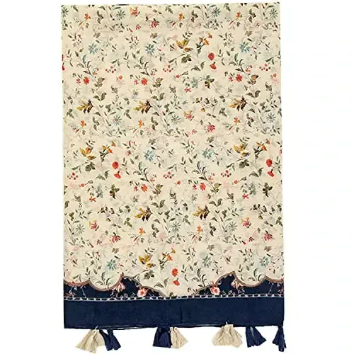 Yeieeo Boho Scarf for Women Lightweight Floral Printed Scarf Fall Winter Fashion Fringed Shawl - 4