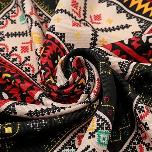 Yeieeo Boho Scarf for Women Lightweight Floral Printed Scarf Fall Winter Fashion Fringed Shawl - 3