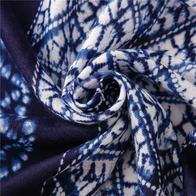 Yeieeo Boho Scarf for Women Lightweight Floral Printed Scarf Fall Winter Fashion Fringed Shawl - 2