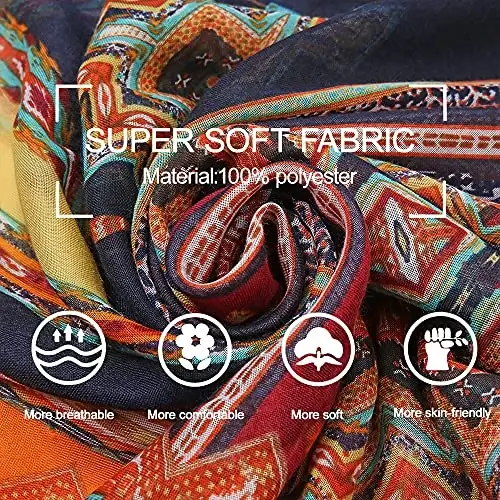 Yeieeo Boho Scarf for Women Lightweight Floral Printed Scarf Fall Winter Fashion Fringed Shawl - 3