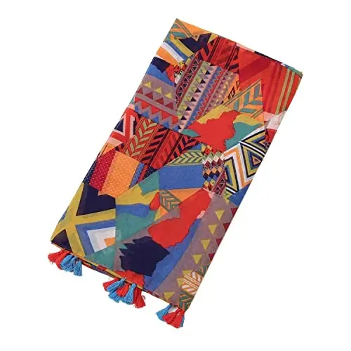 Yeieeo Boho Scarf for Women Lightweight Floral Printed Scarf Fall Winter Fashion Fringed Shawl - 9