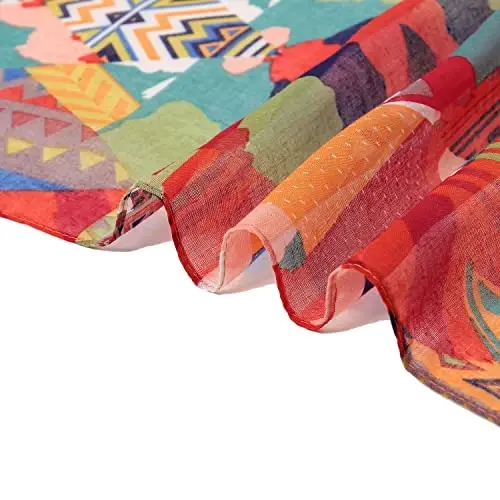 Yeieeo Boho Scarf for Women Lightweight Floral Printed Scarf Fall Winter Fashion Fringed Shawl - 10