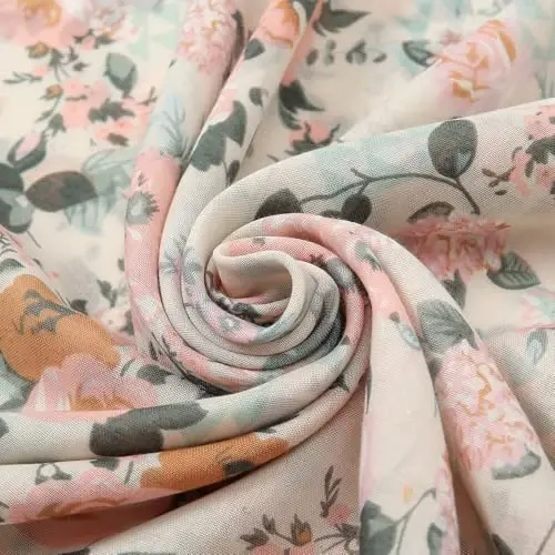 Yeieeo Boho Scarf for Women Lightweight Floral Printed Scarf Fall Winter Fashion Fringed Shawl - 9