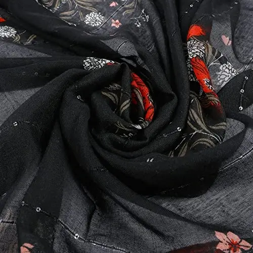 Yeieeo Kadınlar için Boho Eşarp Hafif Çiçek Baskılı Eşarp Sonbahar Kış Modası Saçaklı Şal - 3