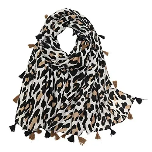 Yeieeo Boho Scarf for Women Lightweight Floral Printed Scarf Fall Winter Fashion Fringed Shawl 