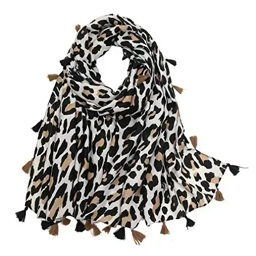 Yeieeo Boho Scarf for Women Lightweight Floral Printed Scarf Fall Winter Fashion Fringed Shawl - 1