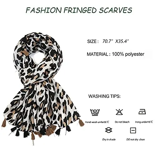 Yeieeo Boho Scarf for Women Lightweight Floral Printed Scarf Fall Winter Fashion Fringed Shawl - YEIEEO (1)