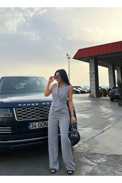 Yelek Pantolon Cepli Takim Elbise-GRİÇİZGİLİ - ZF BUTİK (1)